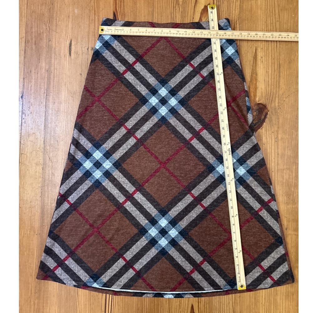 New York Clothing Co Plaid Skirt Women Brown A-Line Midi Vintage Style SIZE L - Picture 3 of 5